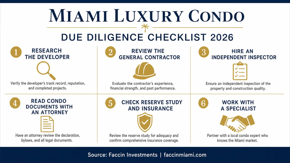 Due diligence checklist for buying a luxury condo in Miami 2026