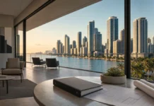 New Condo Rules in 2026: How to Underwrite a Miami Pre-Construction or Resale Purchase Modern Miami condominium towers with architectural plans and an advisory binder in the foreground.