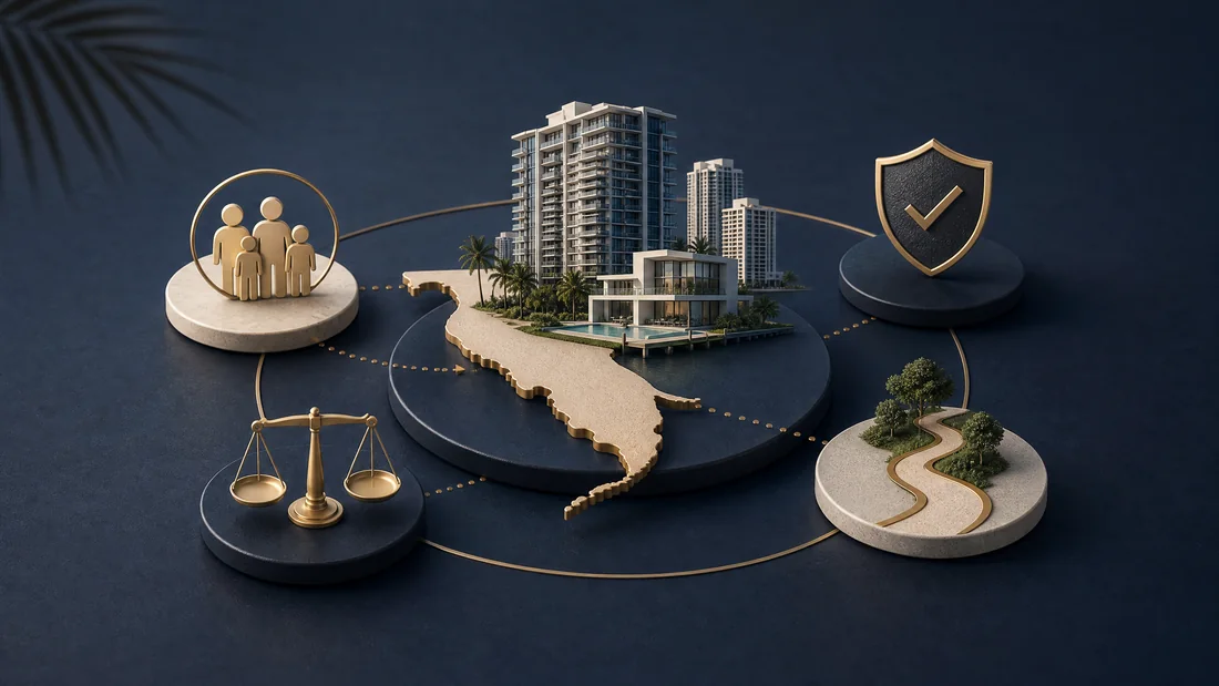 International family reviewing Miami property ownership and estate planning documents