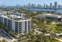 Florida’s Live Local 4.0: What Buyers Should Check as Zoning Rules Change Aerial editorial view of a generic South Florida multifamily building beside institutional land, illustrating parcel-specific real estate review.