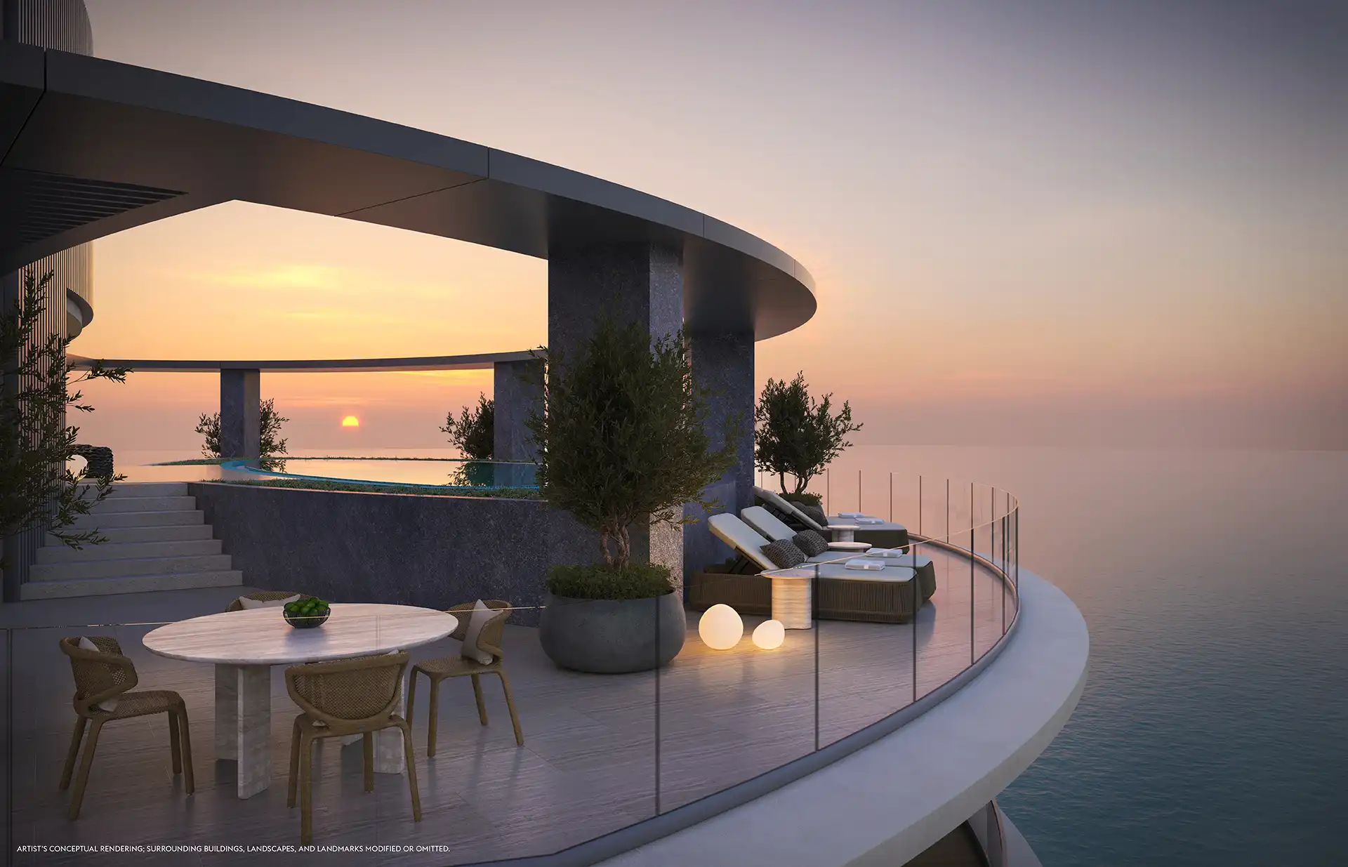 Conceptual rendering of East Deck A at The Longevity Penthouse in Rivage Bal Harbour