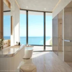 Conceptual rendering of the primary bathroom at The Longevity Penthouse in Rivage Bal Harbour