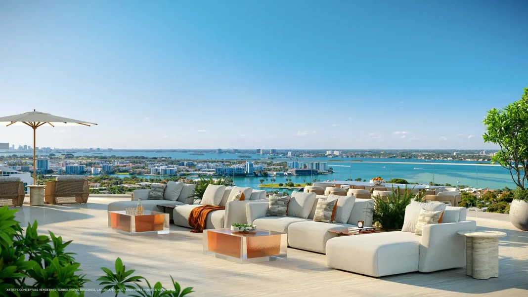 Conceptual rendering of the sunset deck and oceanfront outdoor living at The Longevity Penthouse in Rivage Bal Harbour