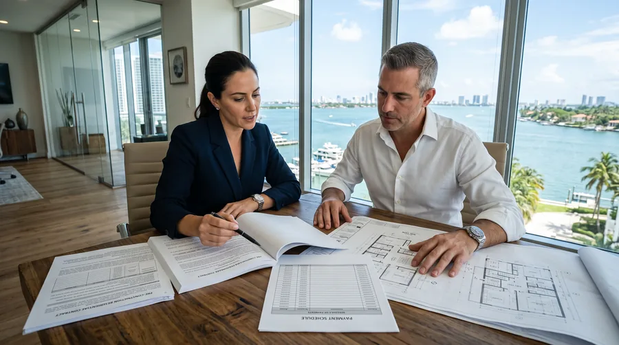 Conceptual editorial view of Brickell Key island and the Brickell waterfront in Miami, a generic representation that does not depict the specific development
